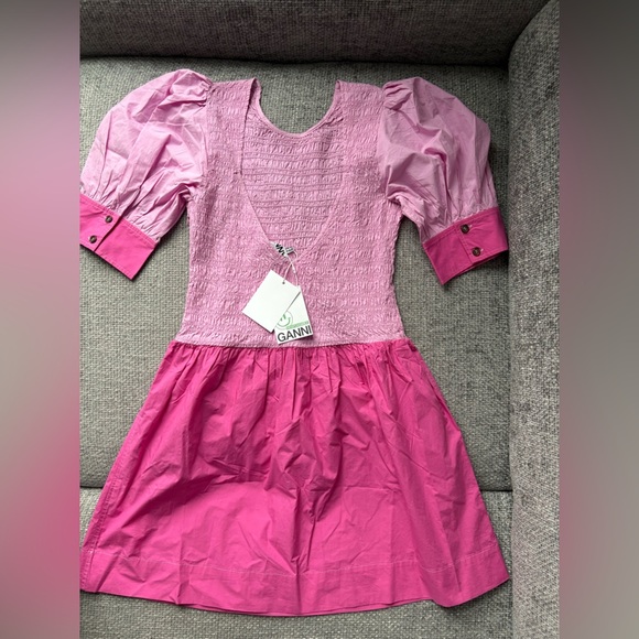 BNWT GANNI Colorblock Cotton Mini Dress β Size 40 (US 8) - Picture 6 of 16